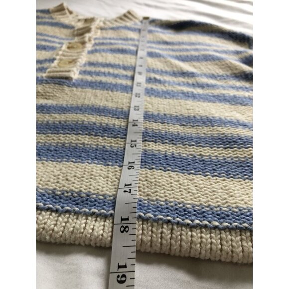 Billabong Women Make Way Stripe Cotton Crop Sweater M Blue & Ivory Coastal Beach - Picture 7 of 7